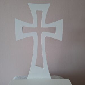 Krzyż wzór 6 baza stroik kompozycja kwiatowa nagrobna białe
